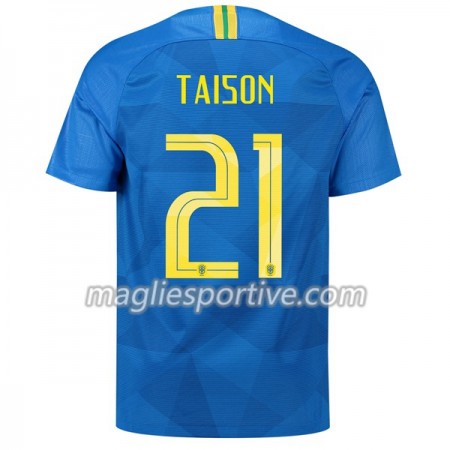 Completo Calcio Brasile Taison 21 Divisa Trasferta Mondiali 2018